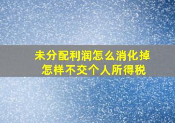 未分配利润怎么消化掉 怎样不交个人所得税